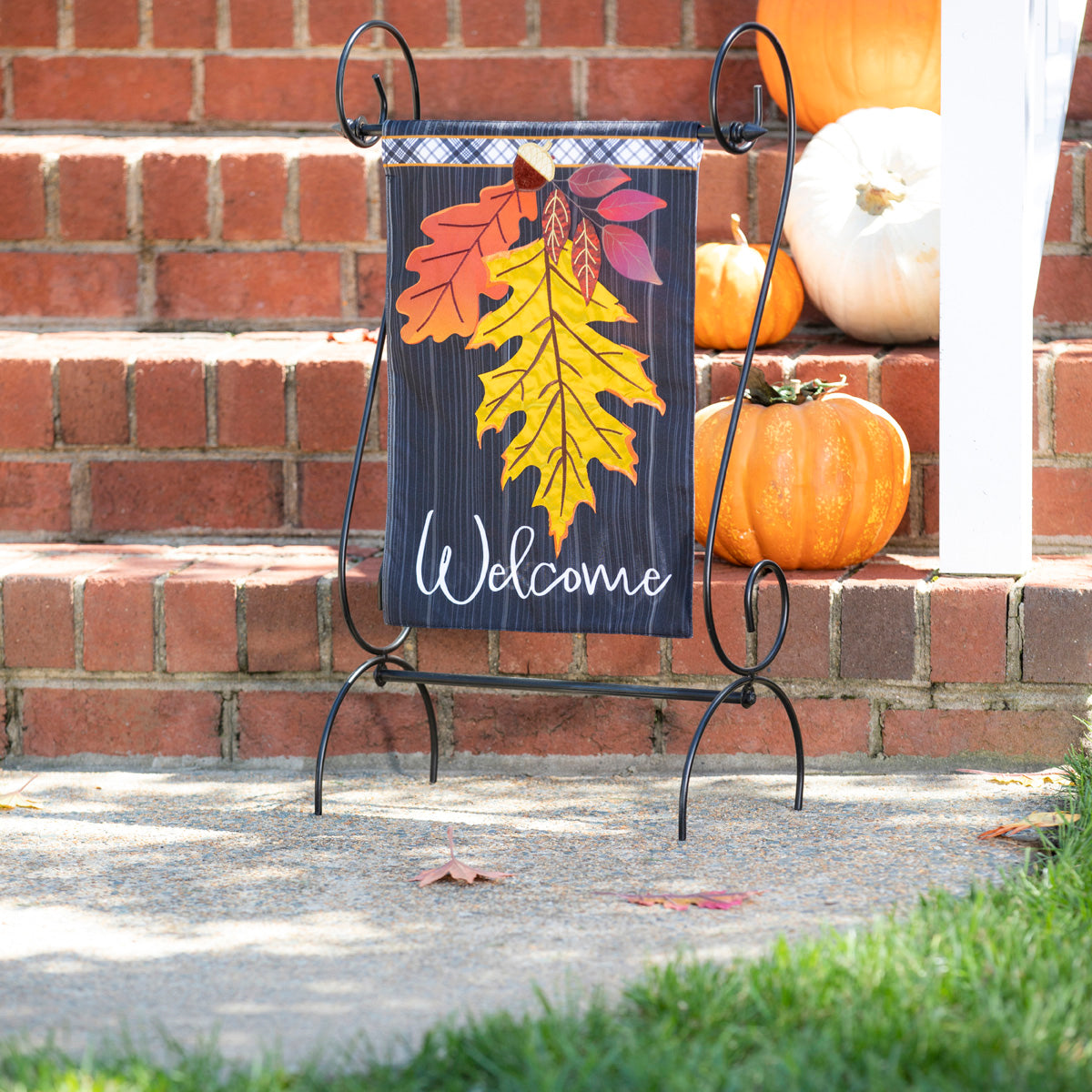 Welcome Autumn Leaves Garden Linen Flag