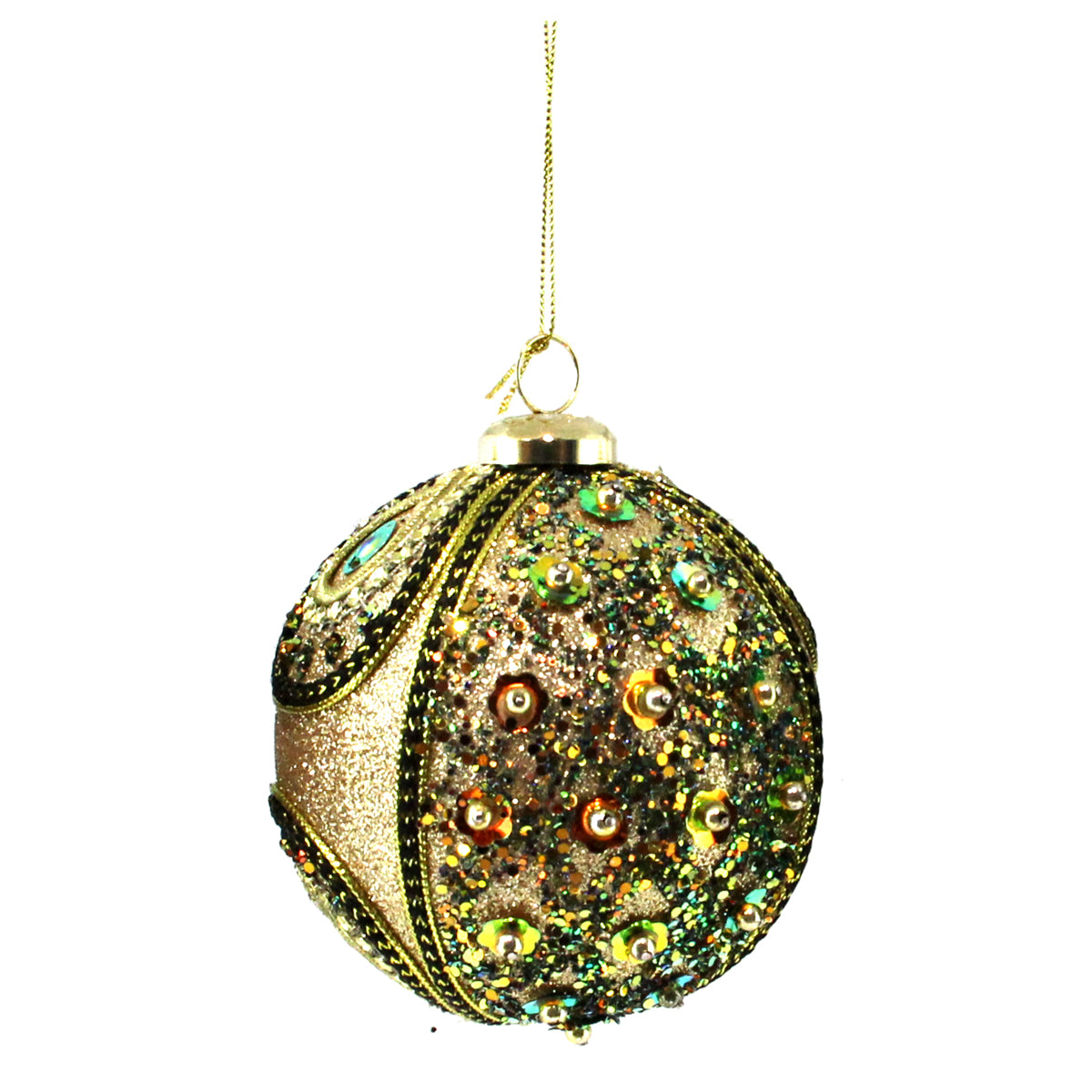 Mardi Gras Round Sparkle Ornament 4"