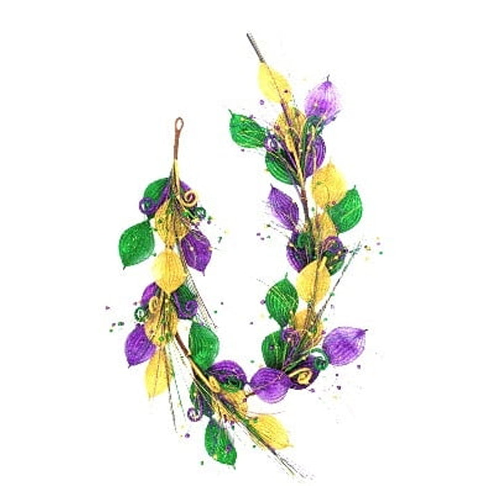 Twisted Leaf Garland, Mardi Gras, 6 foot