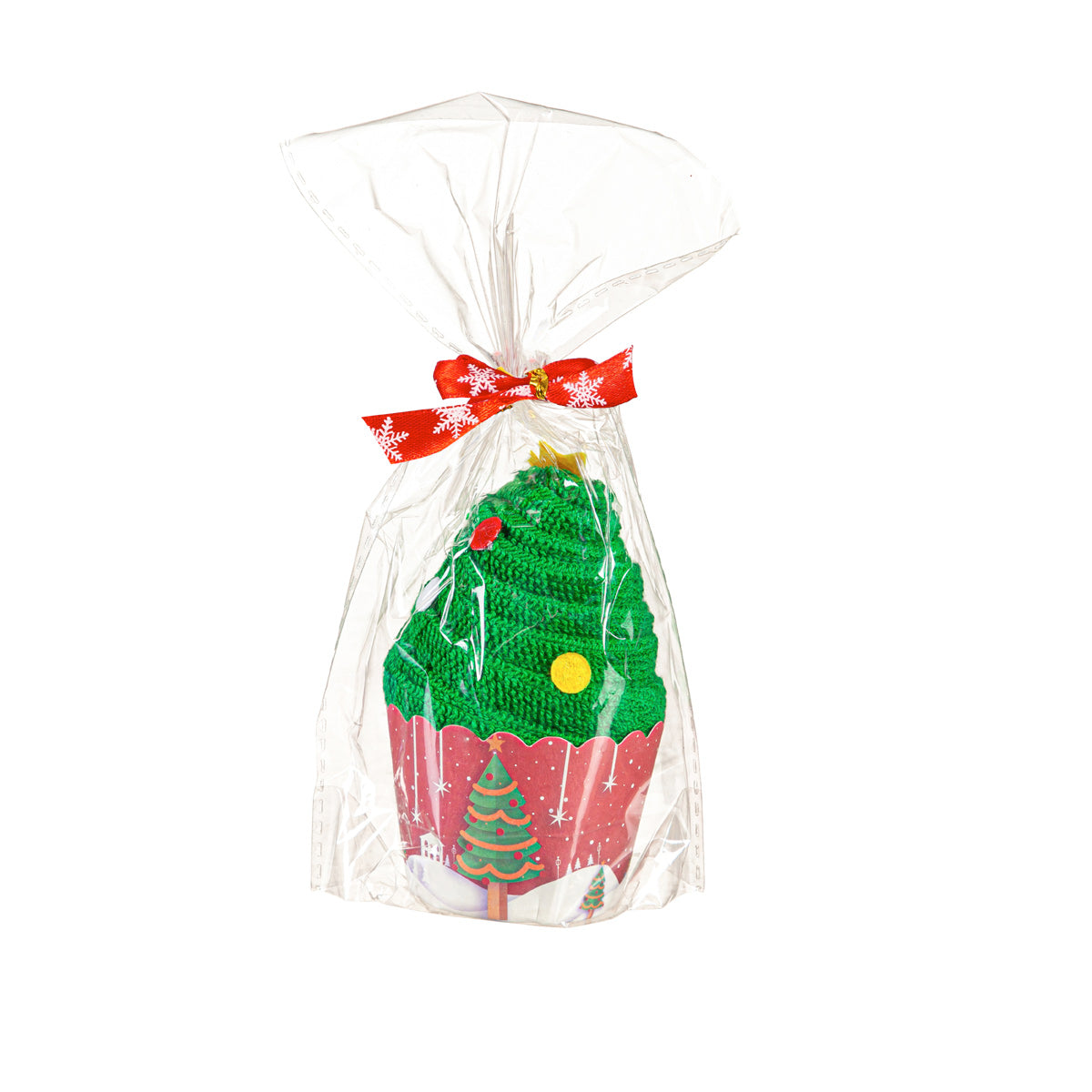 Washcloth in Christmas Tree Wrapping