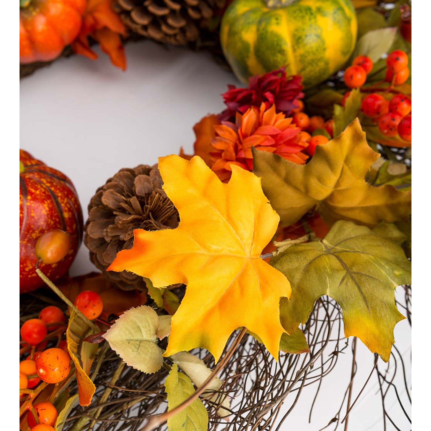 Pumpkins and Pine Cones Fall Wreath