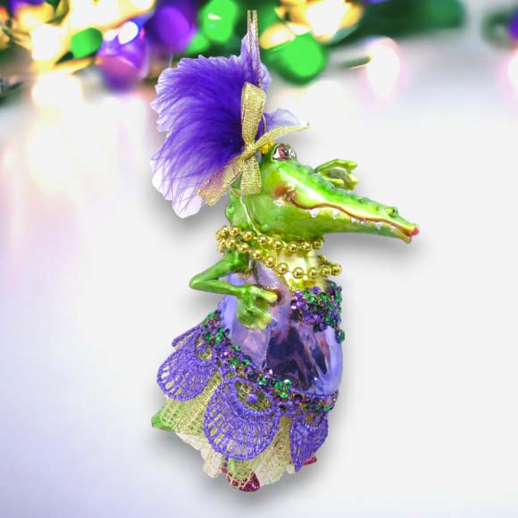 Mardi Gras Female Crocodile Ornament