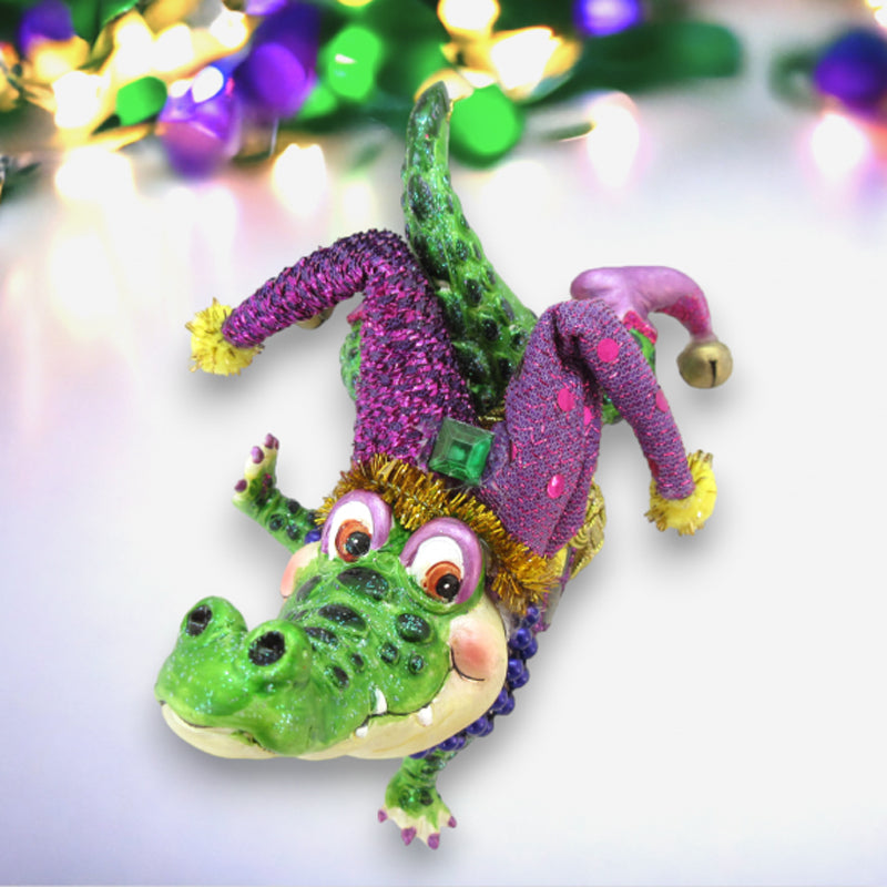 Mardi Gras Jester Alligator Ornament