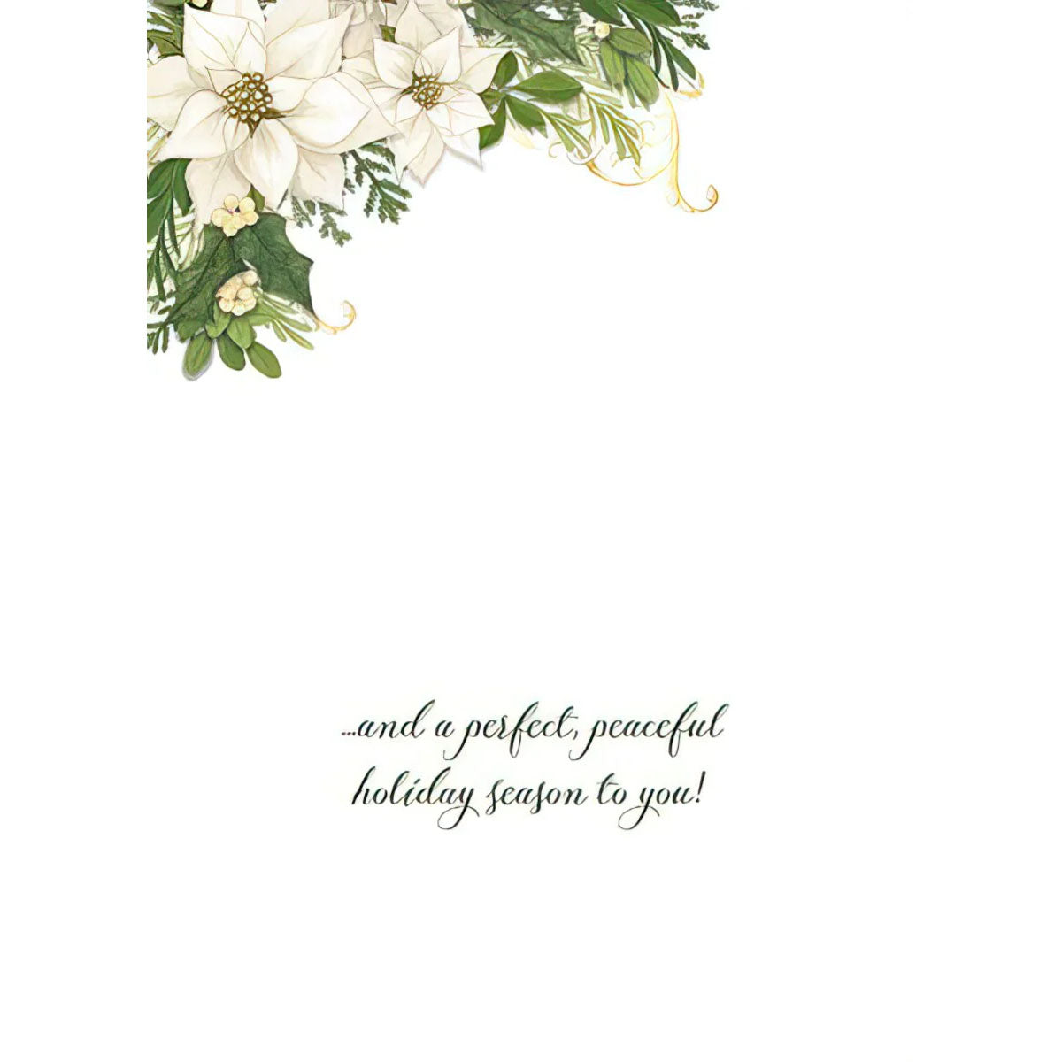 Christmas Card, Peace on Earth, White Poinsettias