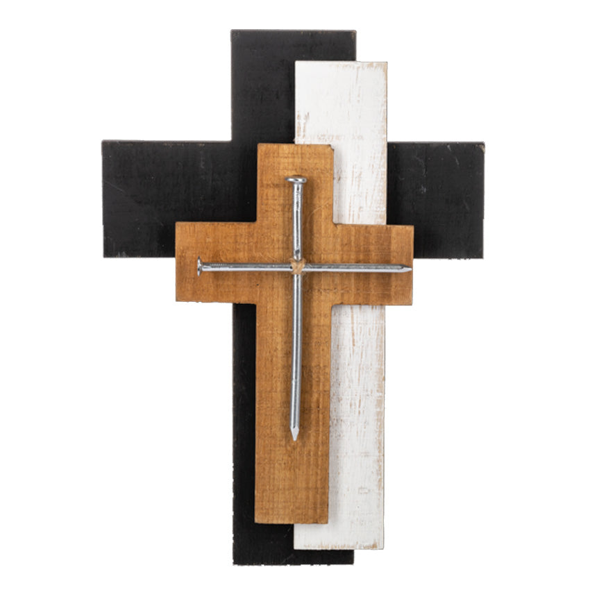 Layered Nail Wall Cross