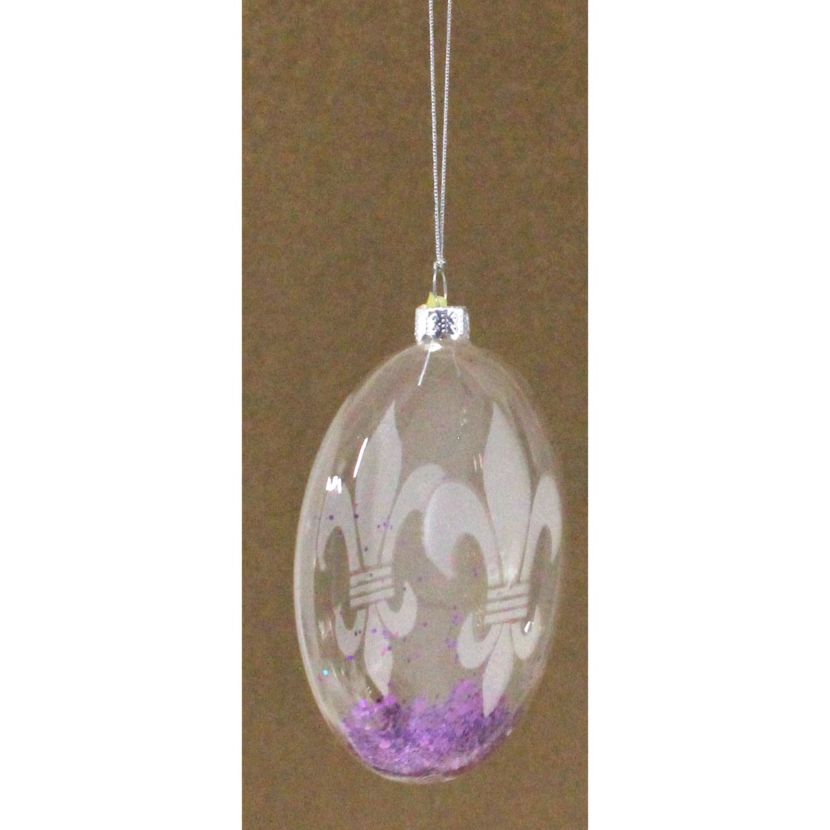 Frosted Fleur De Lis Blown Glass Ornament