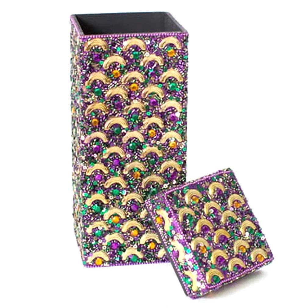 Wine Bottle Holder, Mardi Gras 4" X 13"