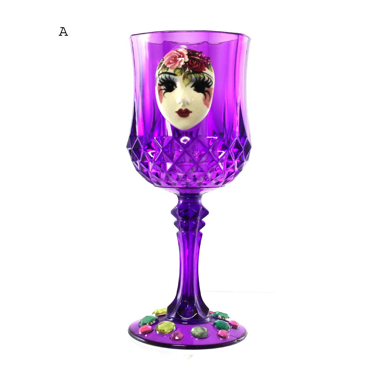 Ceramic Face Purple Wine Glasses