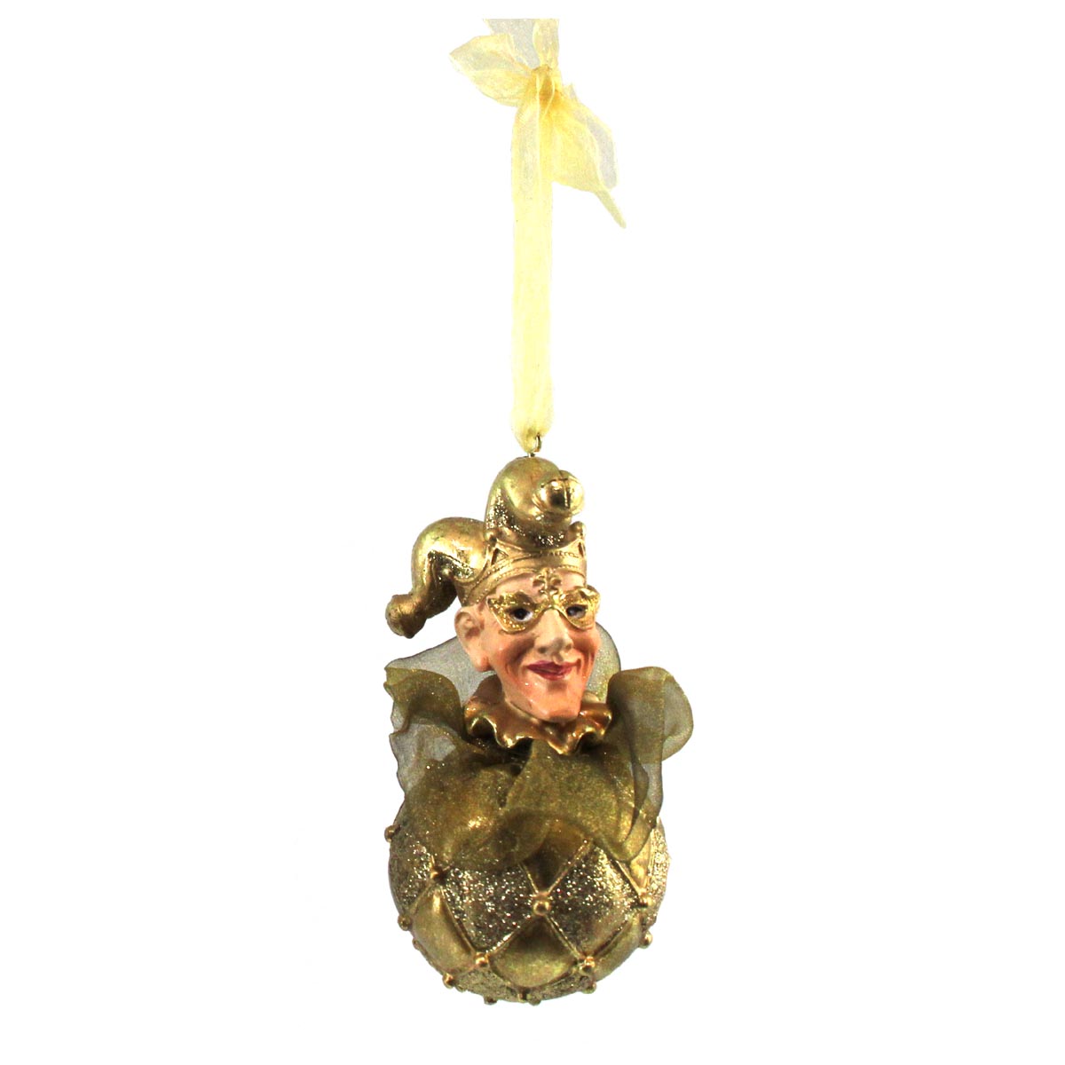 Jester Head on a Harlequin Ball Ornament