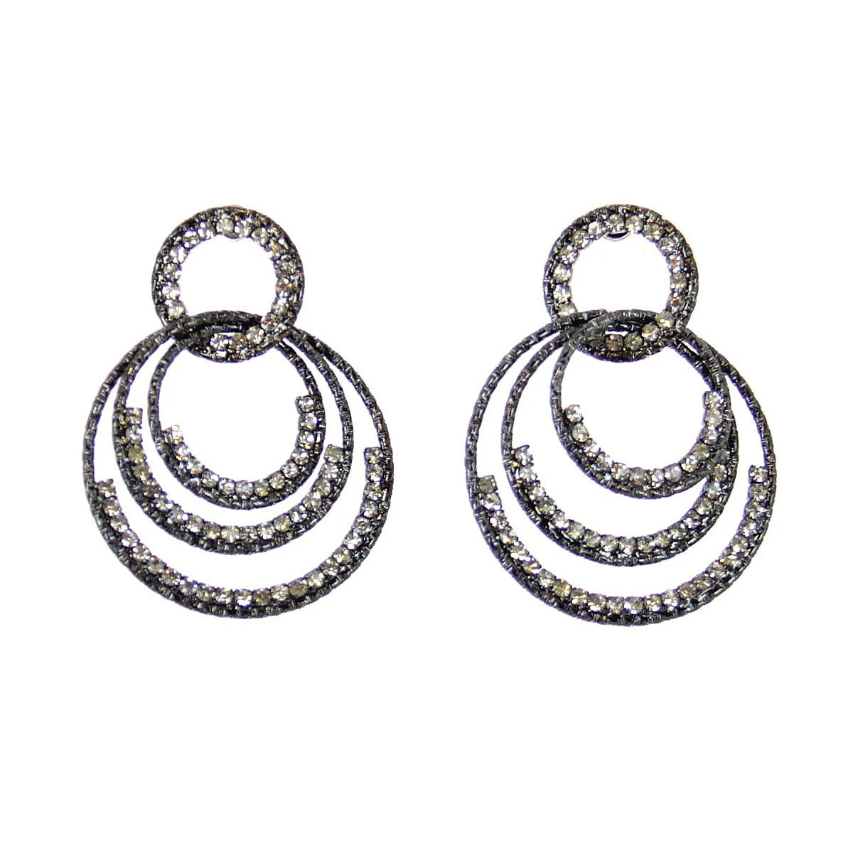 Rhinestone Gunmetal Earrings