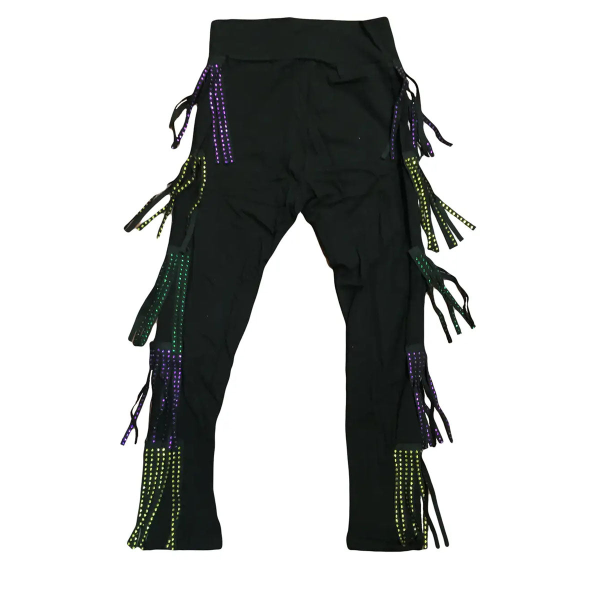 Mardi Gras Rhinestone Tassel Leggings Adult