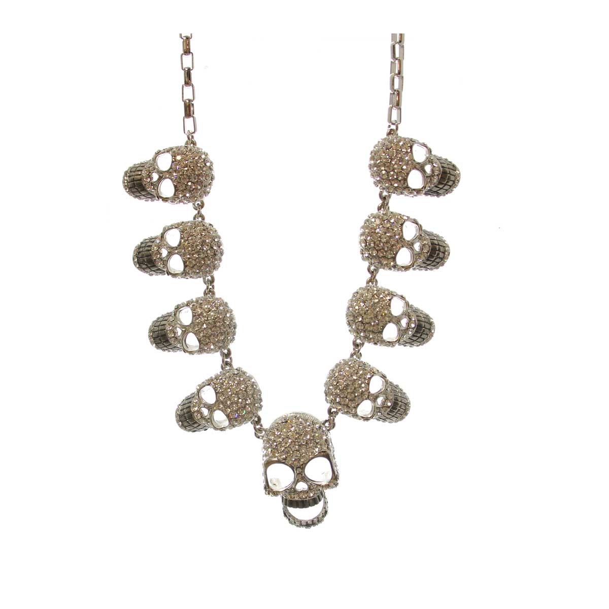 Pave Skull Necklace & Earring Set