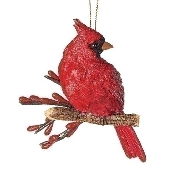 Cardinal on a Branch Ornament 4.5"H