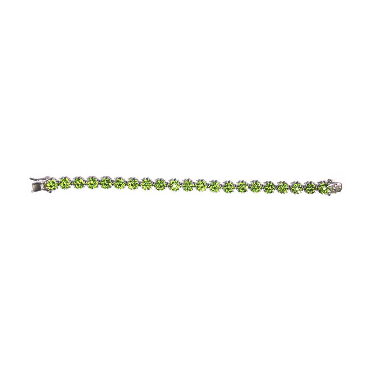 Sterling Silver Bracelet Peridot Flowers 7"