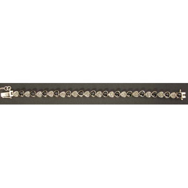 Heart Sterling Silver Bracelet Onyx