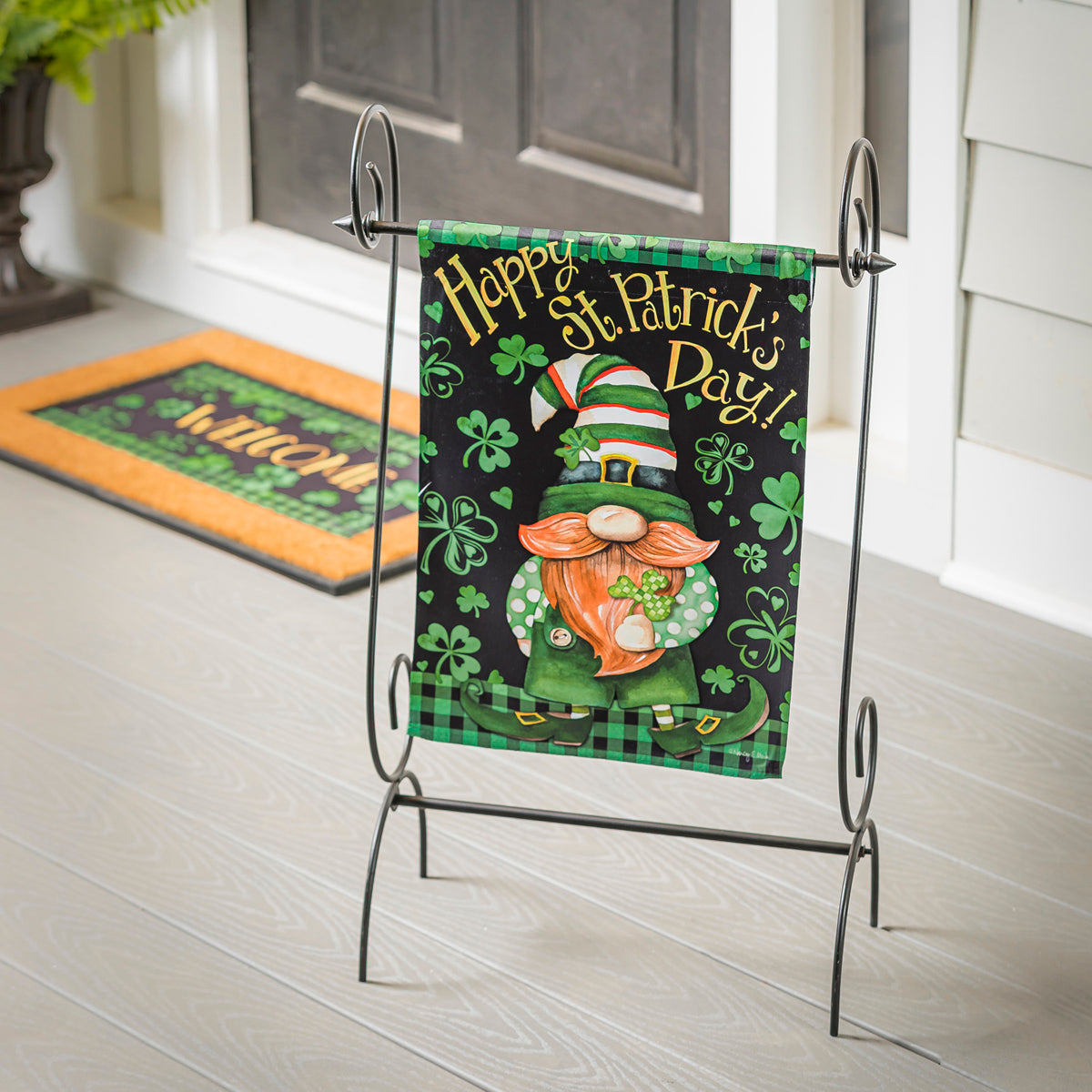 Lucky Gnome Garden Suede Flag