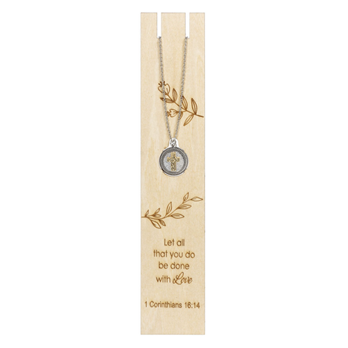 Cross Necklace with Laser Cut Backing/Bookmark