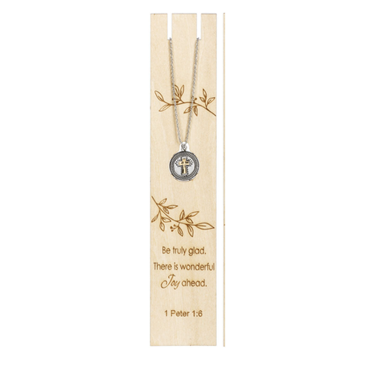 Cross Necklace with Laser Cut Backing/Bookmark