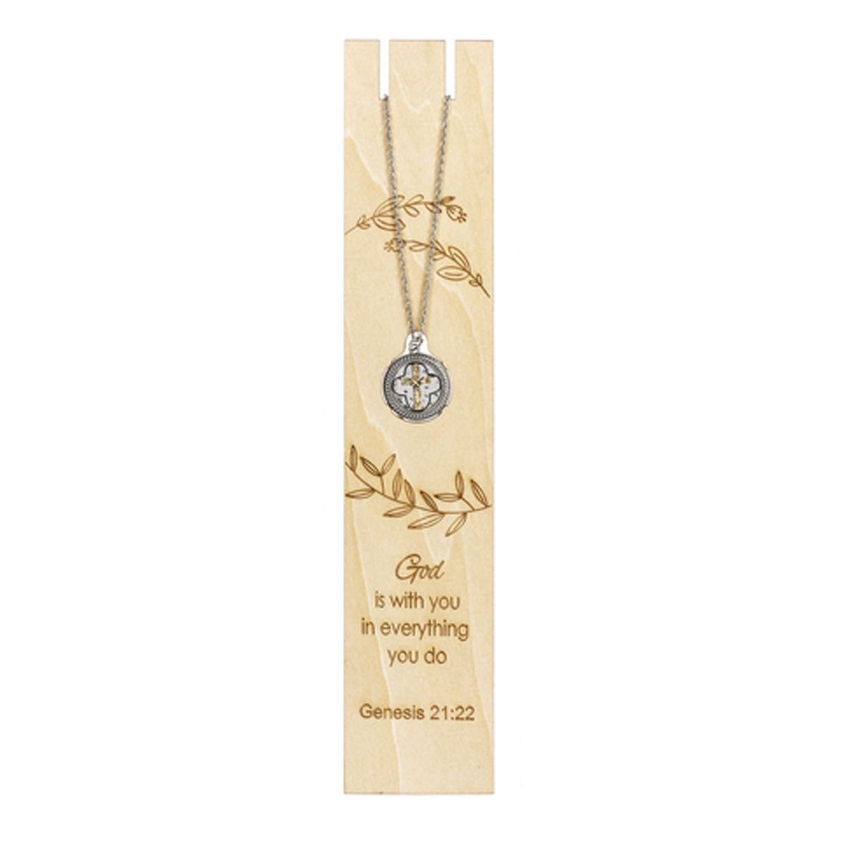 Cross Necklace with Laser Cut Backing/Bookmark