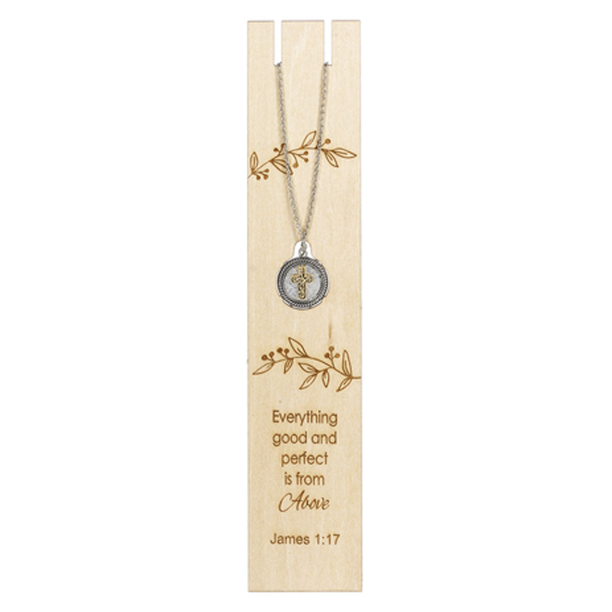 Cross Necklace with Laser Cut Backing/Bookmark