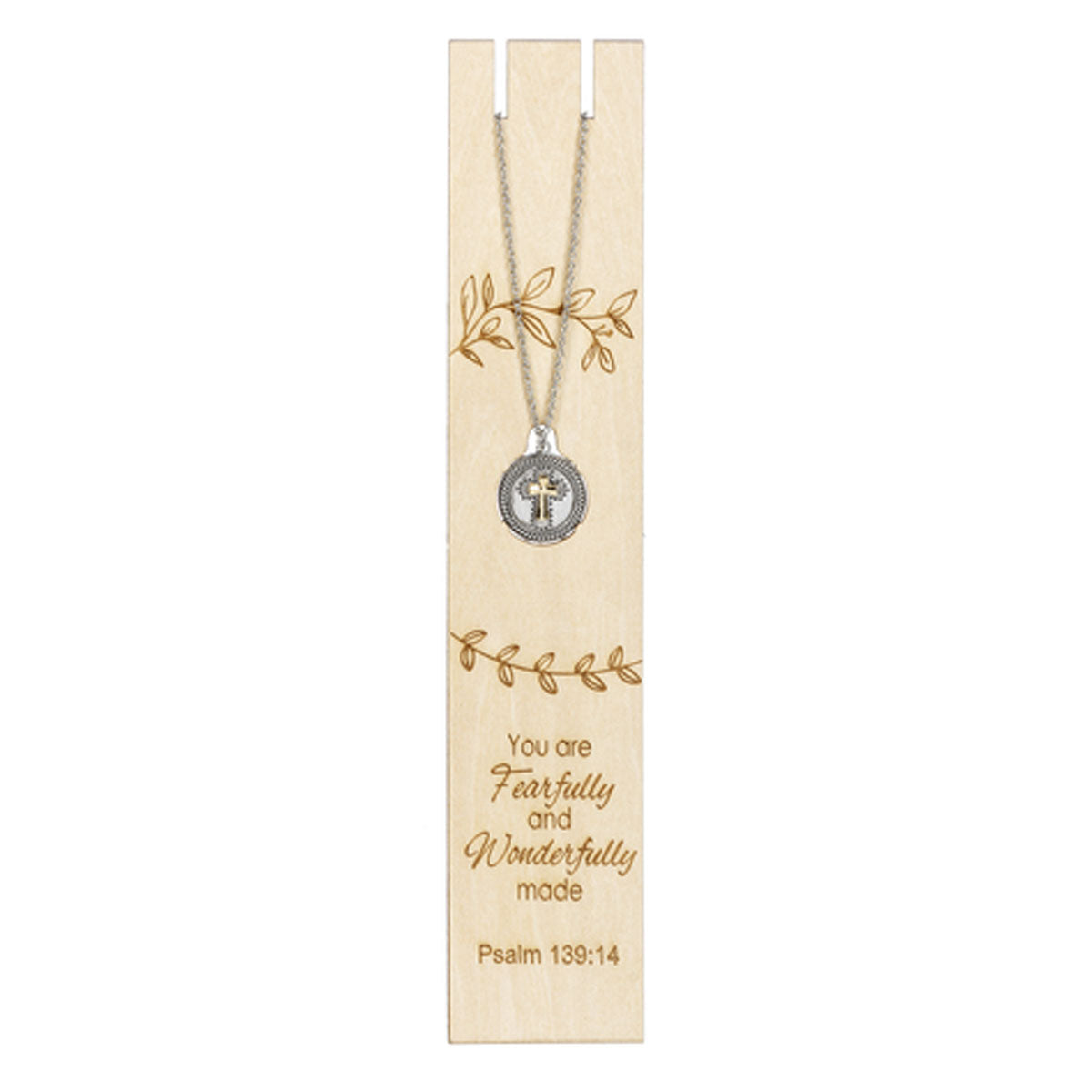 Cross Necklace with Laser Cut Backing/Bookmark