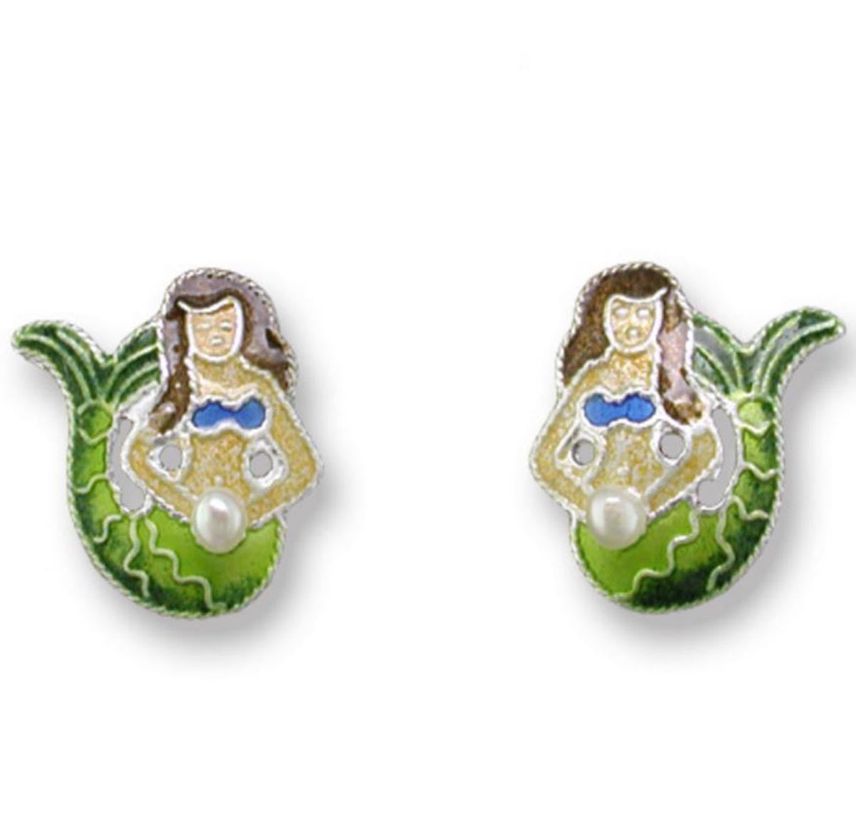 Mermaid Sterling & Enamel Earrings
