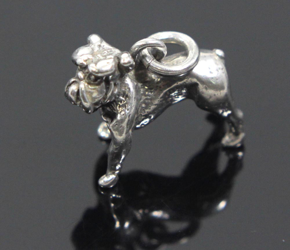 Bull Dog Charm, Sterling Silver