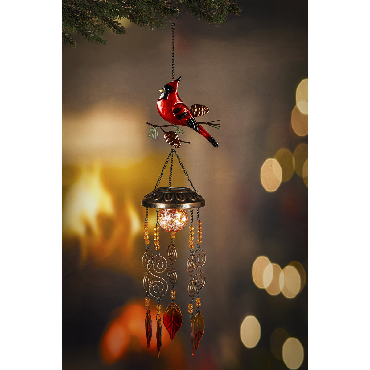 Solar Metallic Cardinal Windchime