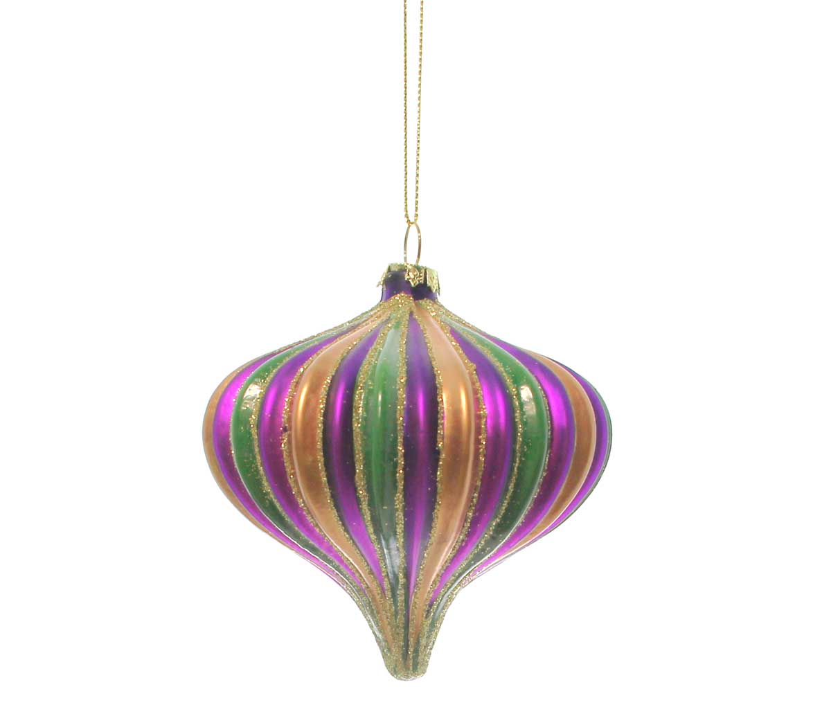 Mardi Gras Purple, Green and Gold Striped Ornaments
