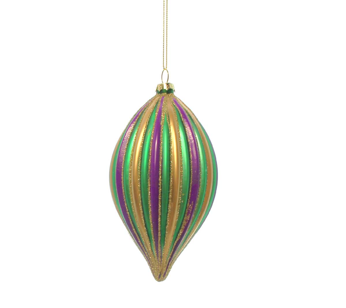 Mardi Gras Purple, Green and Gold Striped Ornaments