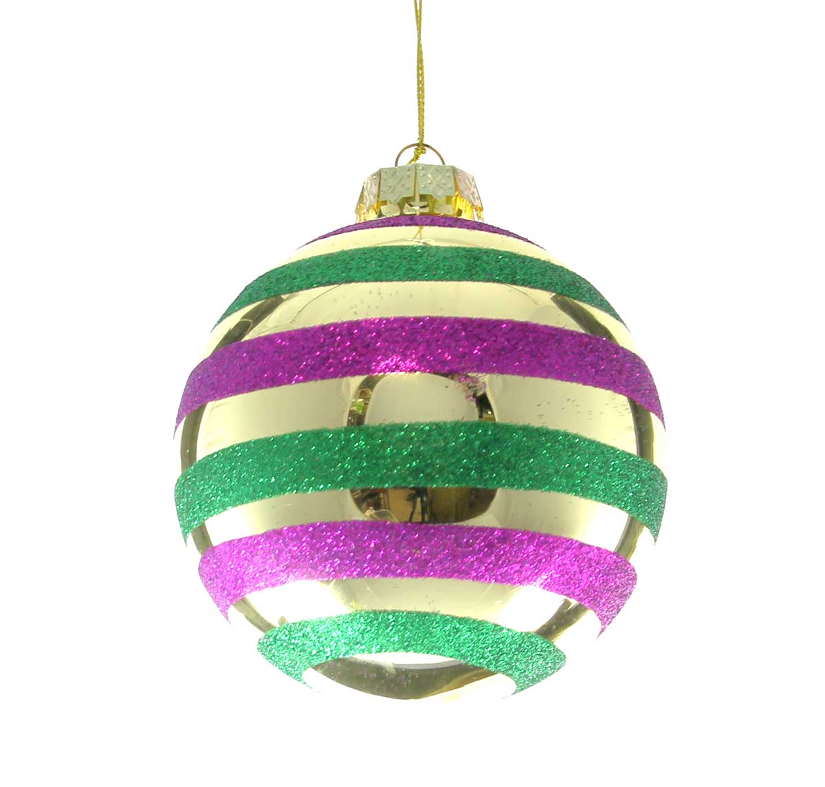 Mardi Gras Round Ornament with Stripes