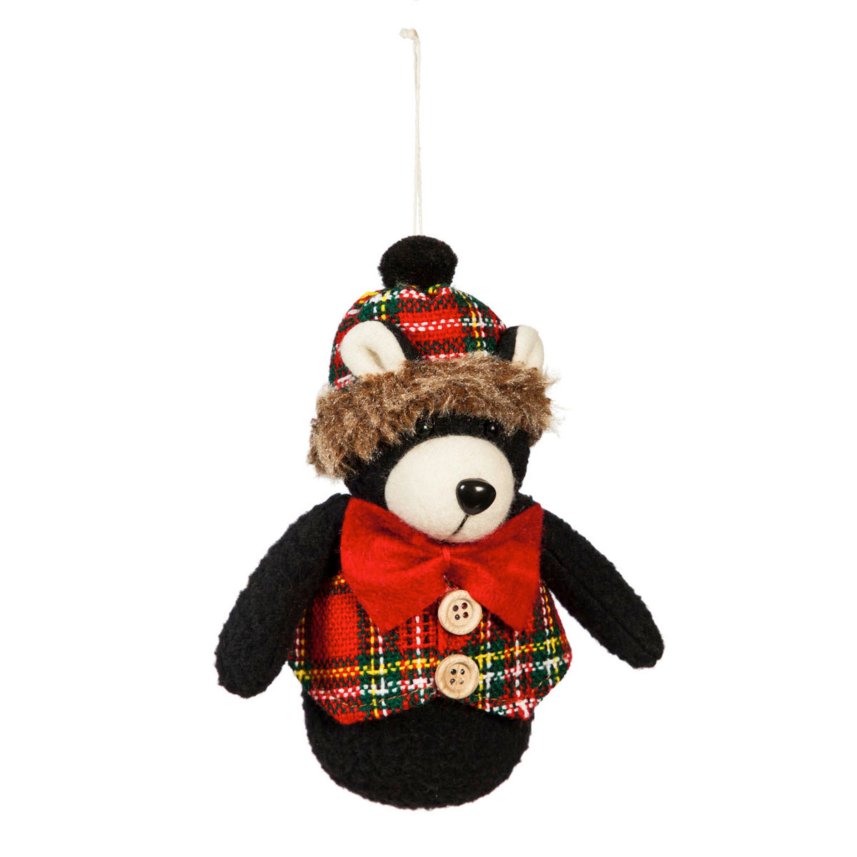 Black Bear in Vest Ornaments, Fabric