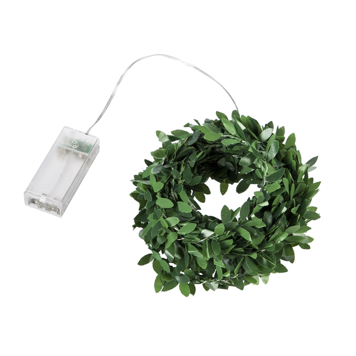 Green Leaf Rattan String Light w/ 50 LED lights & Timer Function, 16"