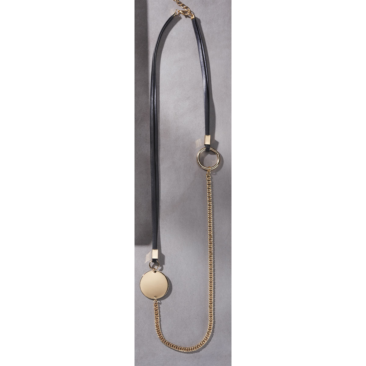 Charlie Paige Gold Necklace w/black leather