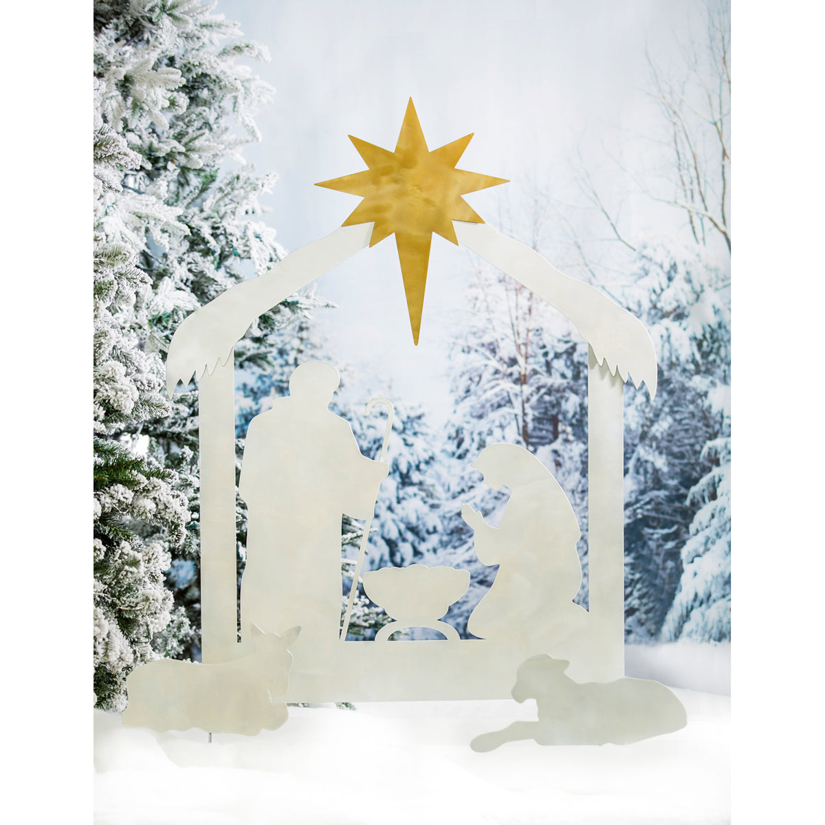 Nativity Laser Cut Metal Yard Scene, 3 piece