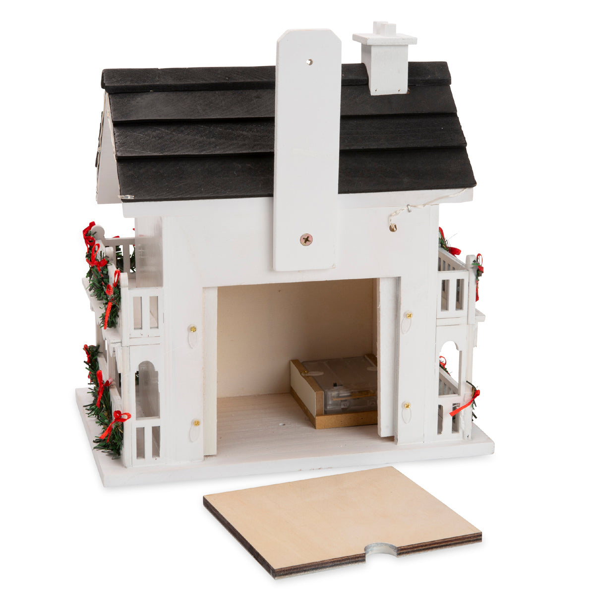 Lighted Holiday Colonial Cottage Birdhouse