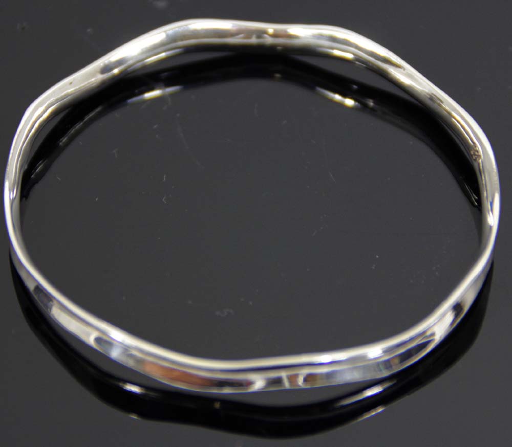 Sterling Silver Wave Design Bangle