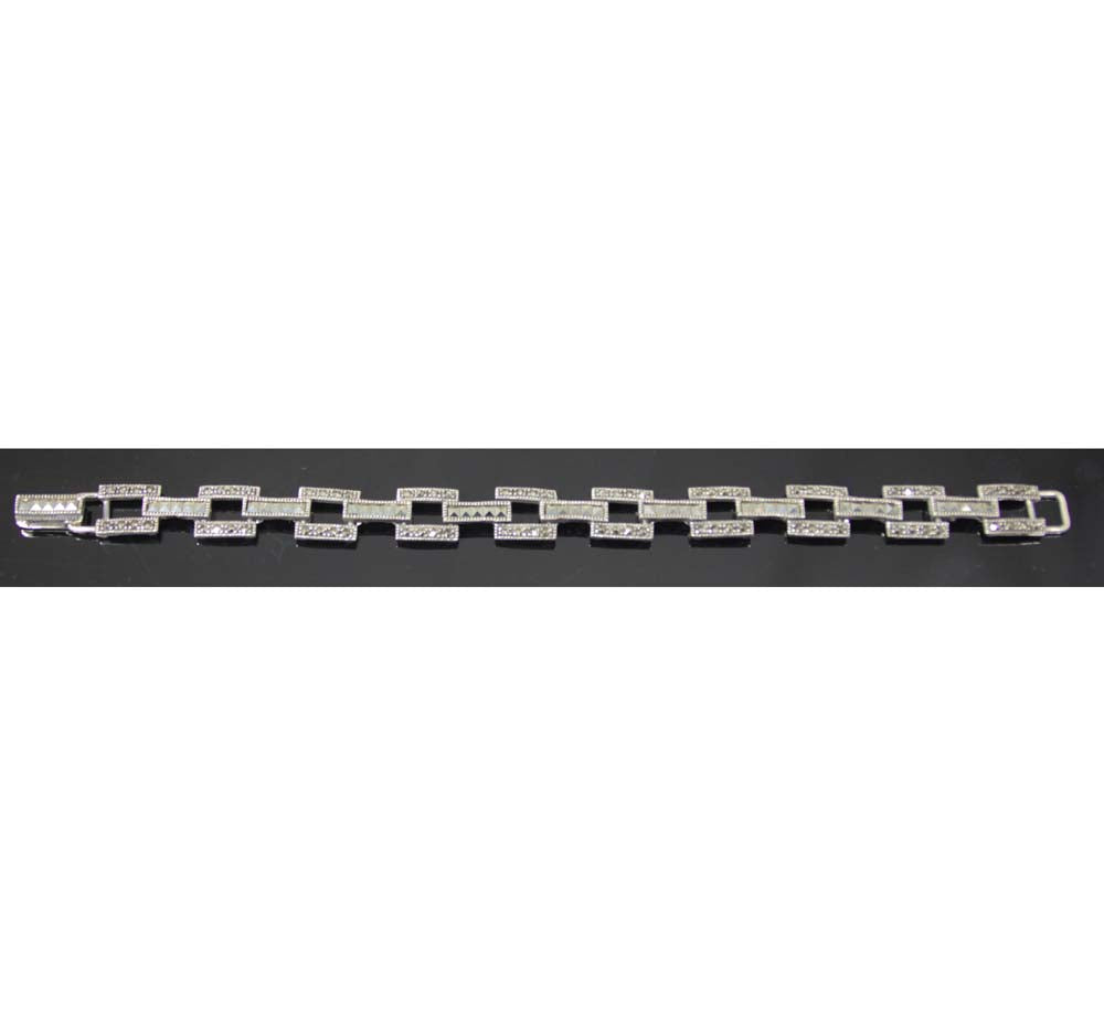 Sterling Silver Marcasite Squares Bracelet 7"
