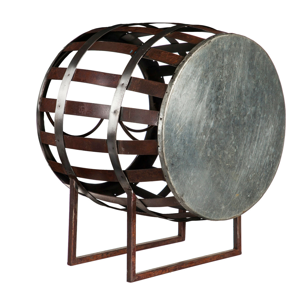 Metal Barrel Tabletop Wine Holder