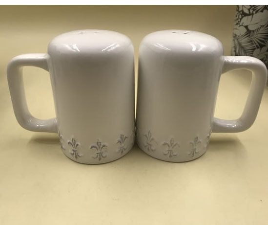 White Fleur de Lis Salt and Pepper Shaker