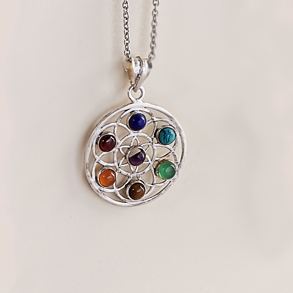 Semi-Precious Stone Chakra Pendant & Chain
