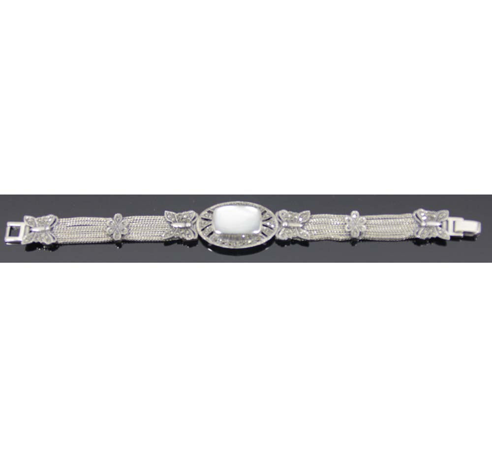 Sterling Silver Bracelet Mother of Pearl 7.5" Butterfly