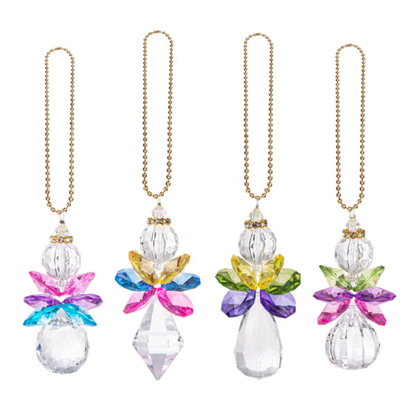 Blessed Colorful Angel Charms, Gold/blue/pink