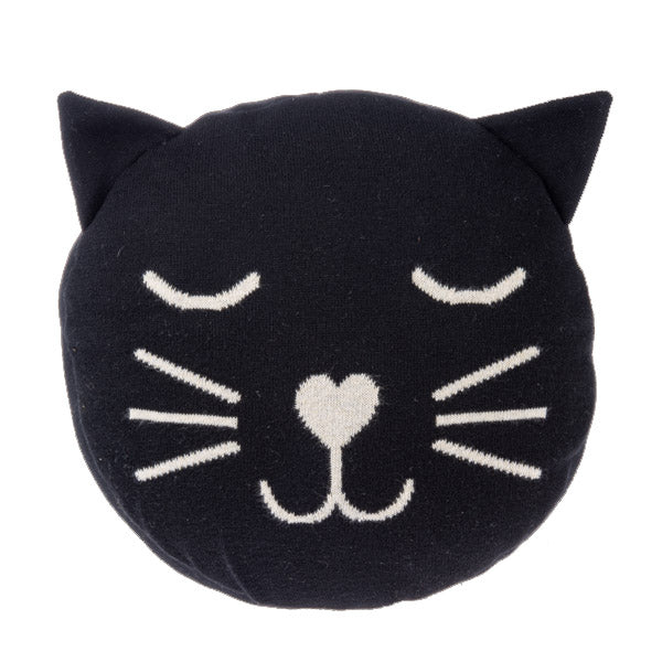 Round Cat Face Knit Pillow