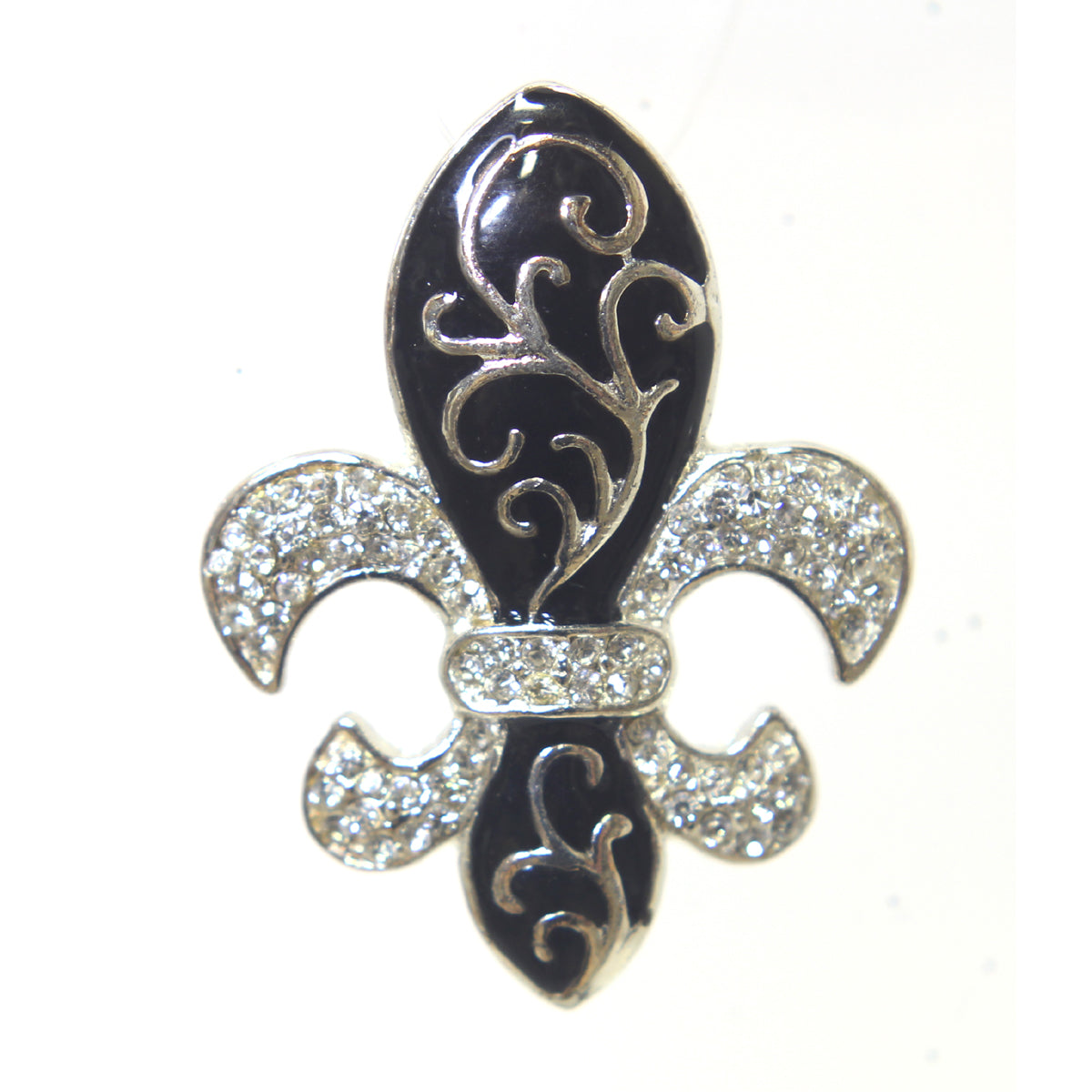 Fleur De Lis Pin Black and Silver