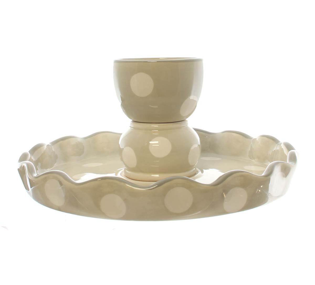 Taupe White Chip Dip/Cake Platter