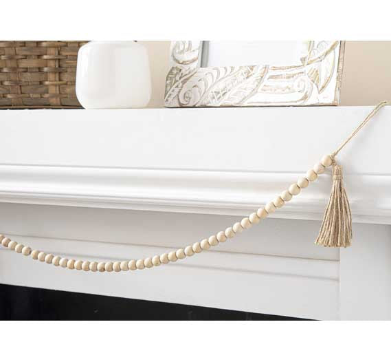Wood Beaded Garland with Tassel