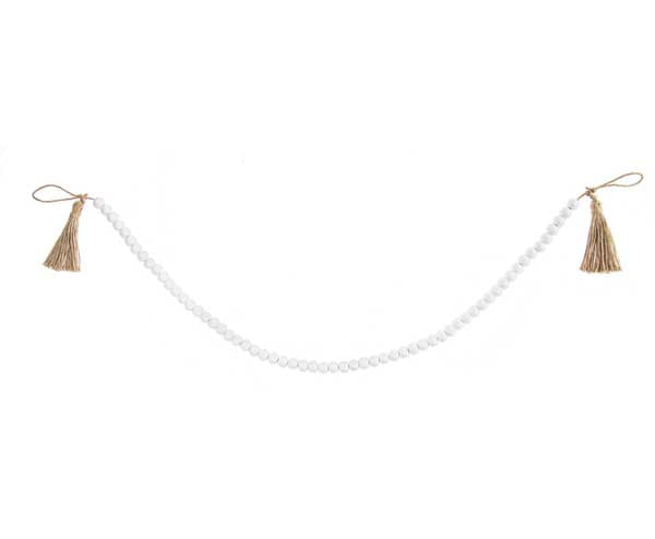 Wood Beaded Garland with Tassel