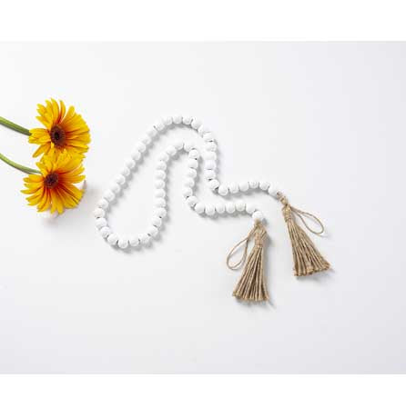 Wood Beaded Garland with Tassel