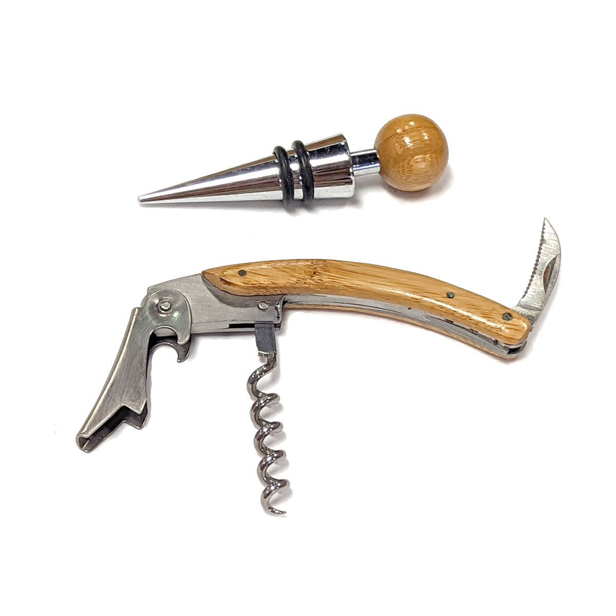 Alabama Corkscrew and Bottle Stopper Bamboo Boxed Set.